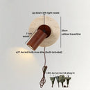 Axyaa LED Wall Lamp Yellow Travertine Wood Shade Indoor Lighting