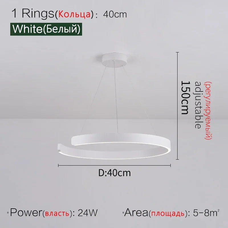 Axyaa Circular C-shaped Pendant Light for Modern Living Room & Dining Room