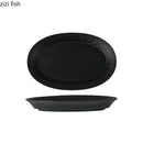 Axyaa Solid Color Rock Texture Ceramic Fish Plate - Restaurant Tableware