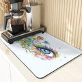 Eye Print Watercolor Style Absorbent Drying Mat & Coasters Set by Axyaa