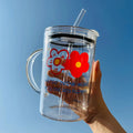 Axyaa Glass Cups with Lid & Straw - Cute Big Drinkware for Coffee, Water, Tea, Juice