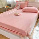 Axyaa Warm Flannel Fitted Bed Sheet, Coral Fleece Mattress Cover