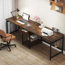 Axyaa 78.74’’ Double Computer Desk with Drawers and Shelves