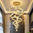 Axyaa Crystal Chandelier Stair Pendant Lamp Living Room Lighting