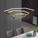 Axyaa Modern Gold Hexagon LED Pendant Chandelier - Elegant Living Room & Bedroom Lighting
