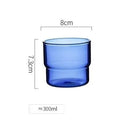 Axyaa 300-380ml Stackable Glass Mug Tumbler Cup in Various Colors for Hot/Cold Beverages