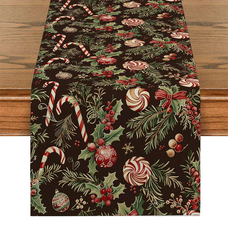 Axyaa Poinsettia Table Runner - Festive Dining Room Decor