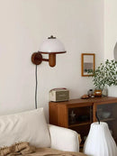 Axyaa Retro Solid Wood Bedside Wall Lamp Nordic Style for Bedroom & Living Room