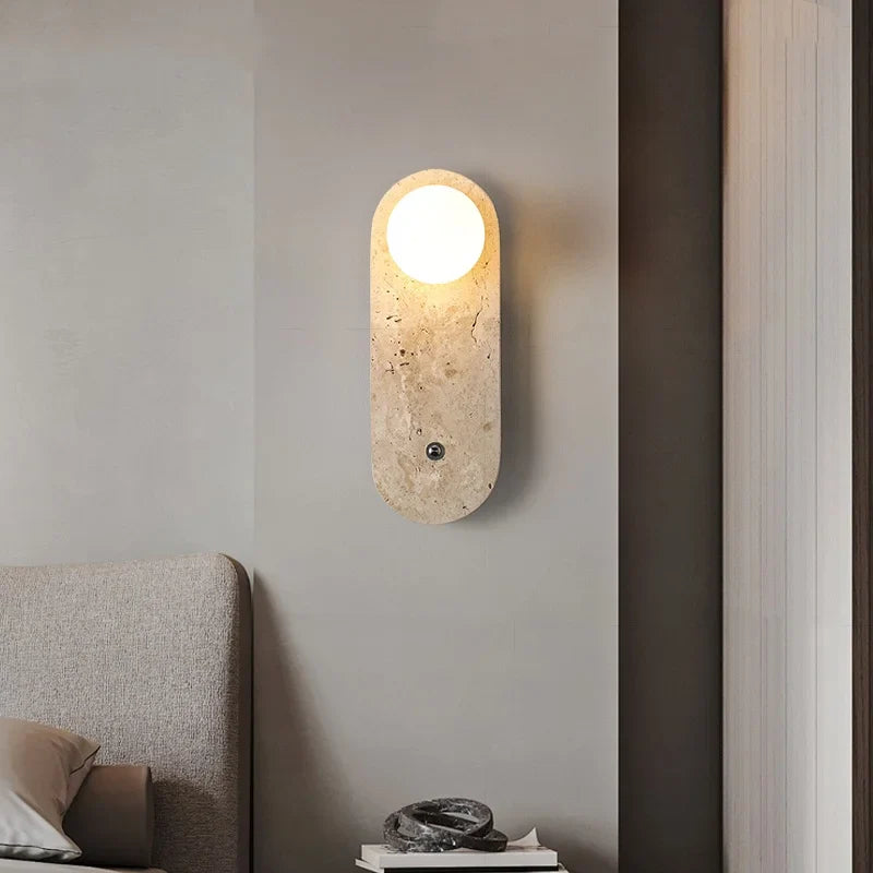 Axyaa White Glass Stone LED Wall Lamp for Living Room, Bedroom, Bathroom Mirror Lighting