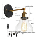 Axyaa Red Bronze LED Wall Lamp with Pull Chain Switch and Clear Glass