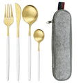Axyaa Stainless Steel Travel Cutlery Set with Case - Knife Spoon Fork