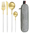 Axyaa Stainless Steel Travel Cutlery Set with Case - Knife Spoon Fork
