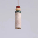 Axyaa LED Travertine Stone Cylinder Pendant Light for Bedroom and Living Room