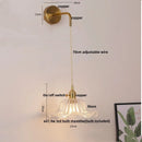 Axyaa Copper LED Wall Lamp Sconce with Glass Shade & Pull Chain Switch