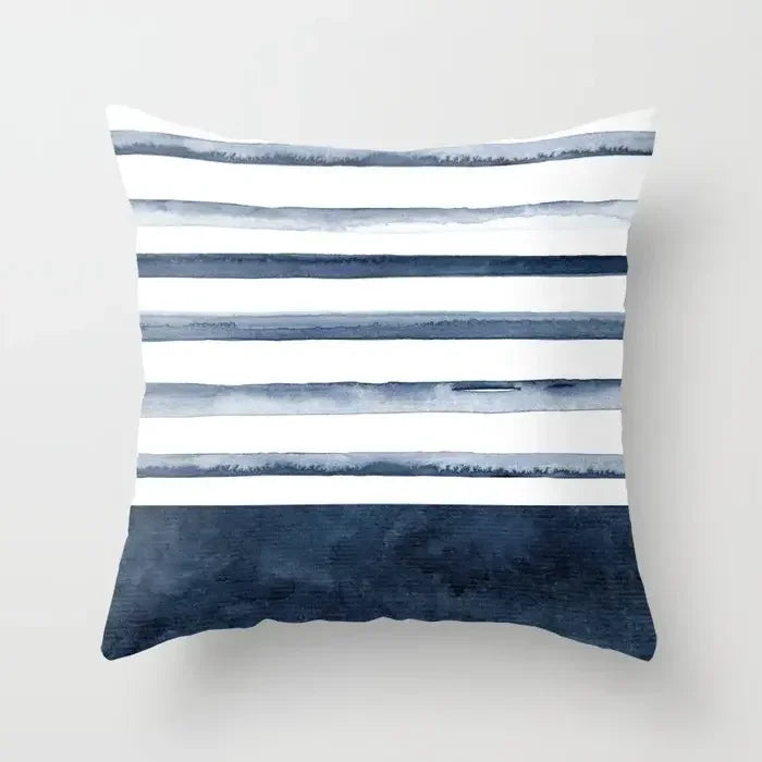 Blue Marble Geometric Cushion Cover 45x45cm for Home & Office Decor by Axyaa