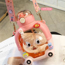 Axyaa Kawaii Bear Kids Water Bottle 1000ml with Straw - BPA Free, Cute Design