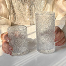 Axyaa Carved Glass Latte Coffee Cup - Ideal for Home, Restaurants, Cafes