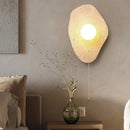 Axyaa Wabi Sabi LED Wall Lamps with Pull Chain Switch, Yellow Travertine Bathroom Mirror Light