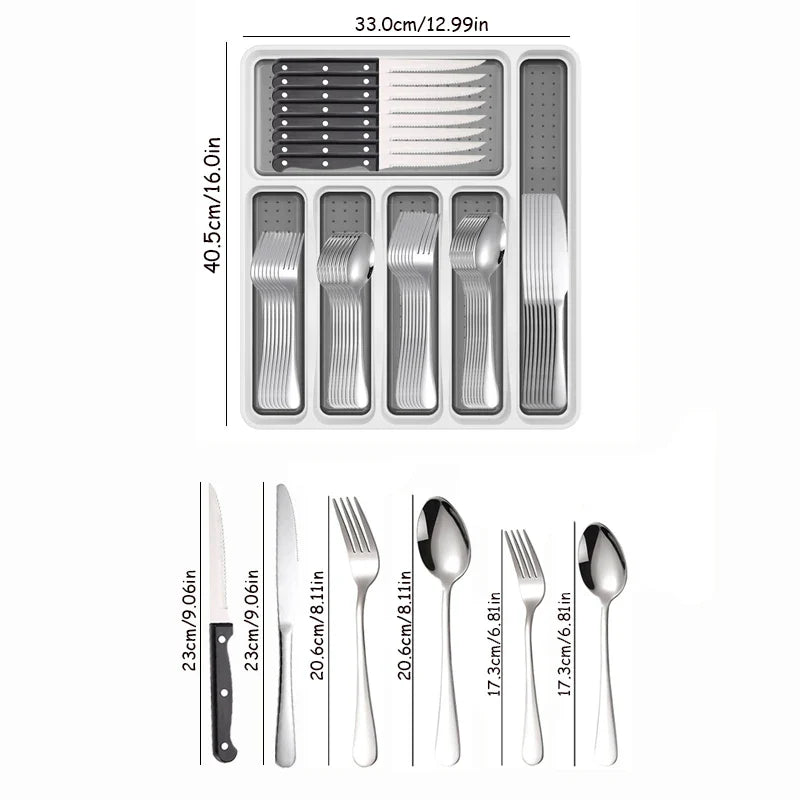 Axyaa 48-Piece Stainless Steel Tableware Set with Storage Box