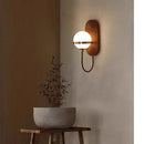 Axyaa Walnut Wood Sphere Wall Sconce Light, Modern Minimalist Style for Bedroom, Living Room
