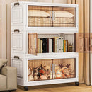 Axyaa Double-Door Plastic Storage Cabinet for Bedroom, Multi-Layer Organizer Box with Lid