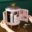 Axyaa Makeup & Jewelry Organizer: Rotating Storage Box for Luxury Cosmetics & Rings