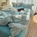 Axyaa Winter Rabbit Plush Bed 4-Piece Set - Premium Plush Bedding