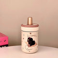 Axyaa 500ml Stainless Steel Cat Coffee Tumbler Thermos with Straw and Handle