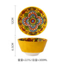 Axyaa Bohemian Enchanting Yellow Flower Ceramic Tableware Set