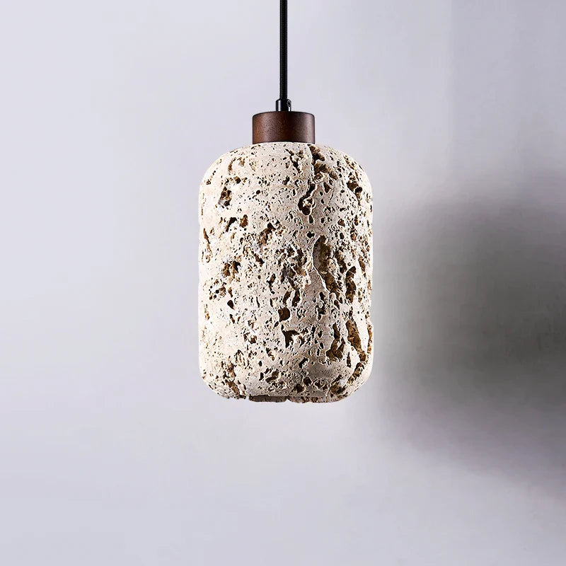 Axyaa Retro Stone Pendant Light: Stylish Wood Chandelier for Home Decor