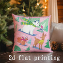 Axyaa Christmas Animals & Dino Pattern Pillow Cover for Sofa, Bedroom, Car