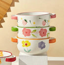 Axyaa 6-inch Kids Ceramic Steamed Egg Double Ear Bowl