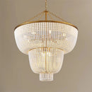 Axyaa Gold Frame White Beads Chandelier with Crystal Shade