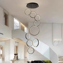 Axyaa Modern Round Ring Chandelier LED Loft Living Room Lighting Suspension Lamp