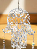 Axyaa Evil Eye Hamsa Hand Angel Wing Crystal Sun Catcher Garden Home Decor