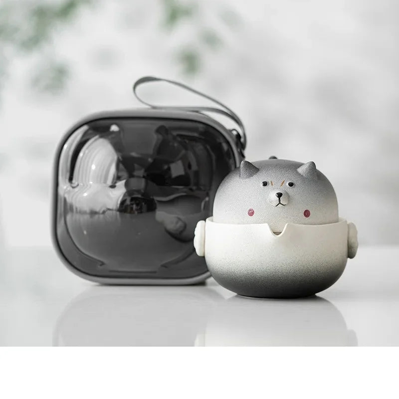 Axyaa 160ML Quick Cup Travel Tea Set with Storage Bag, Kung Fu Teapot Teacup