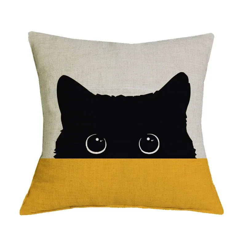 Black Cat Printed Cushion Cover for Home Sofa Car Decor - Axyaa Brand