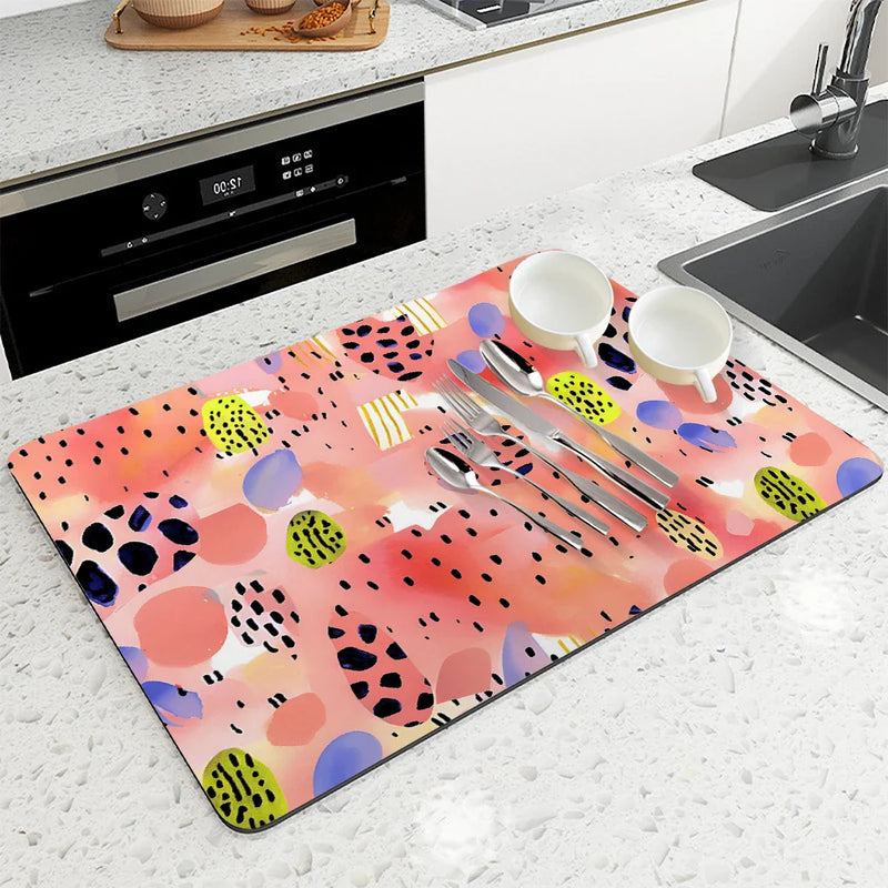 Axyaa Animal Pattern Dry Mat: Absorbent Anti-slip Kitchen & Bathroom Drainer
