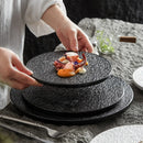 Axyaa Frosted Black & White Western Plate Set, Electroplated Cake & Steak Flat Plate