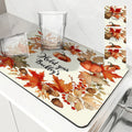 Axyaa Autumn Pumpkin Pine Kitchen Mat • Absorbent & Antiskid • Quick Drain & Tableware Mat