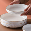 Axyaa Ceramic Western Steak Plate - Deep Dish Plate for Hotels & Restaurants