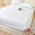 Axyaa 100% Cotton Fitted Sheet & Pillowcase Set, White, 180x200, 3Pcs