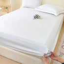Axyaa 100% Cotton Fitted Sheet & Pillowcase Set, White, 180x200, 3Pcs