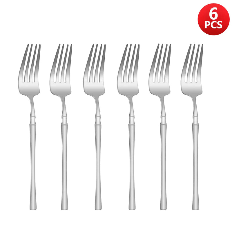Axyaa Stainless Steel Cutlery Set - 24pcs, Steak Knife, Fork, Dessert Spoon