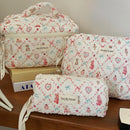 Axyaa Floral Cosmetic Bag Set - 3pcs Portable Toiletry Organizer for Women