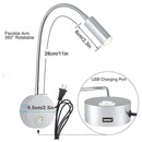 Axyaa 3W LED Wall Light with USB Charging Port & Switch