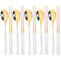 Axyaa Black Gold Stainless Steel Cutlery Set - 10Pcs Luxury Korean Tableware