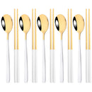 Axyaa Black Gold Stainless Steel Cutlery Set - 10Pcs Luxury Korean Tableware