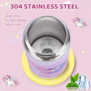 Axyaa Kids Stainless Steel Vacuum Thermos with Straw - 360ML Unicorn Design