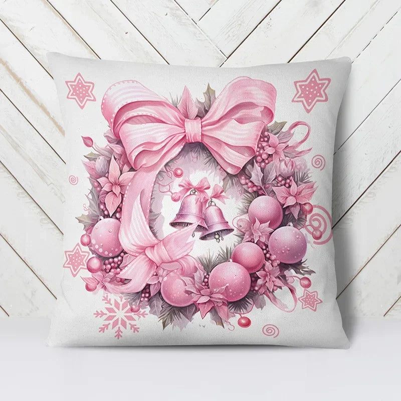 Axyaa Christmas Pink Pillow Cover for Home Decor and Holiday Gift